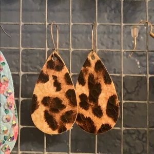 Leopard leather earrings